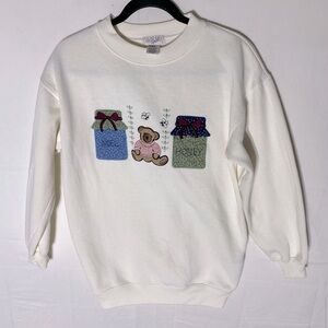 Vintage Northern Spirit Oversized Cream Crewneck Sweatshirt W Honey Bear S